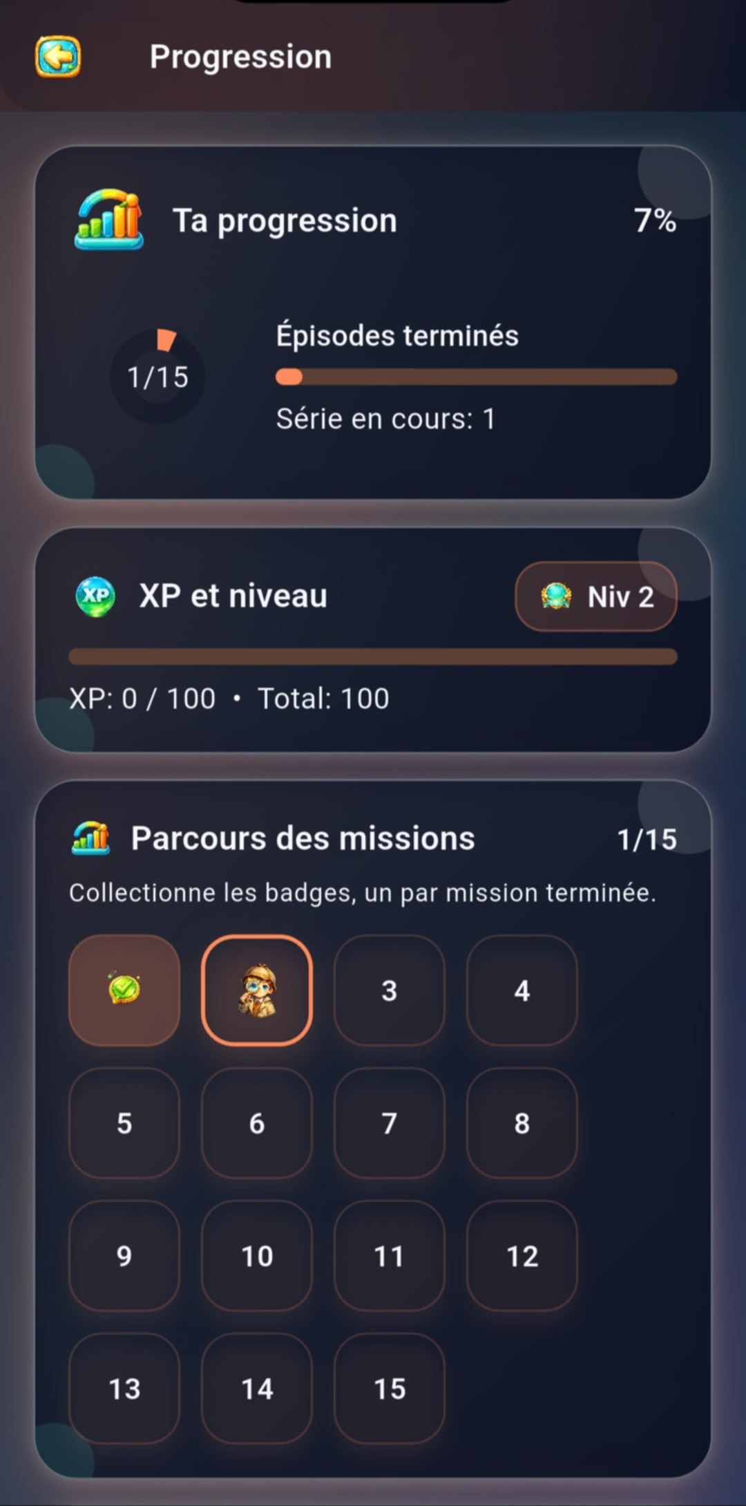 Écran mission Docteur Arnaques Kids